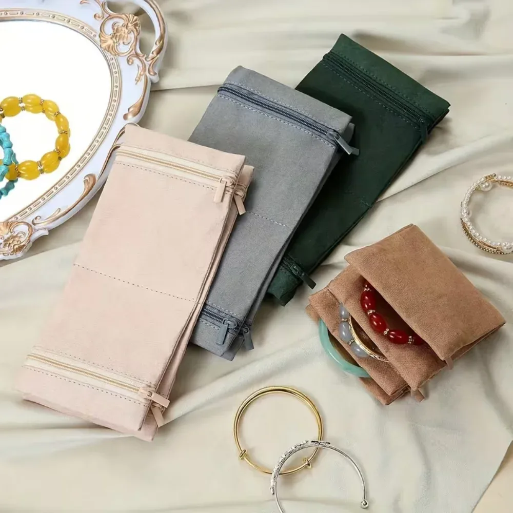 sac de rangement de bijoux, 3 pièces, étui de voyage compact pour bijoux, pochette à fermeture éclair, organisateur résistant aux rayures pour colliers, bagues, boucles d'oreilles