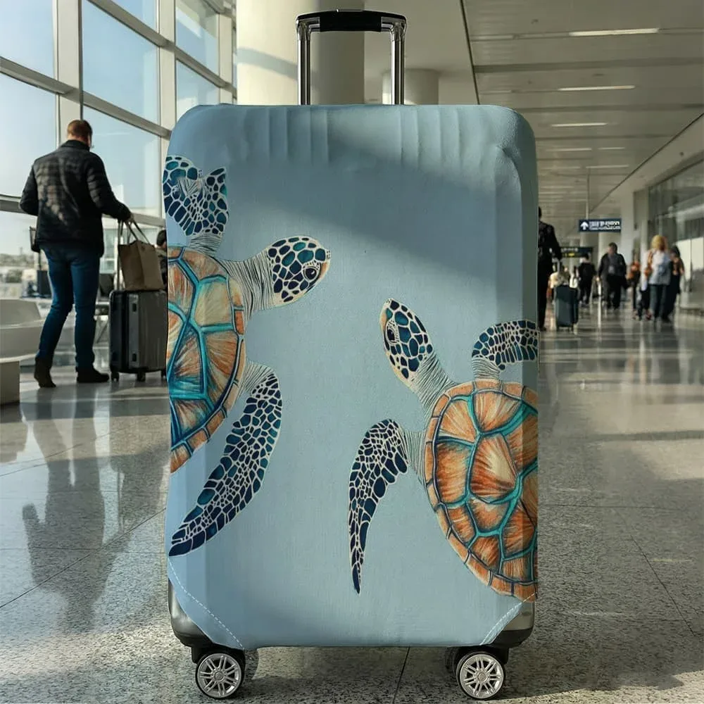 housse de protection pour bagages motif double tortue des profondeurs, convient aux bagages de 18 à 32 pouces, avec protège-poignées, accessoire de voyage