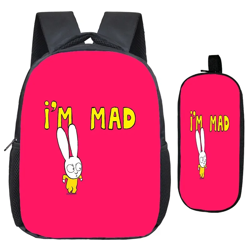 sac à dos simon super rabbit, trousse à crayons 2 pièces, sacs à dos décontractés pour garçons et filles, sac à dos personnalisé pour étudiants, sac de retour à l'école pour enfants, mochila