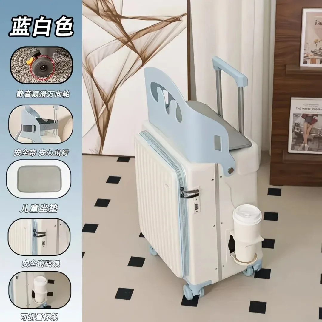 bagages à roulettes pour enfants, valise à roulettes pour enfants de 20/24 pouces avec ouverture frontale, valise multifonctionnelle pour les voyages en avion