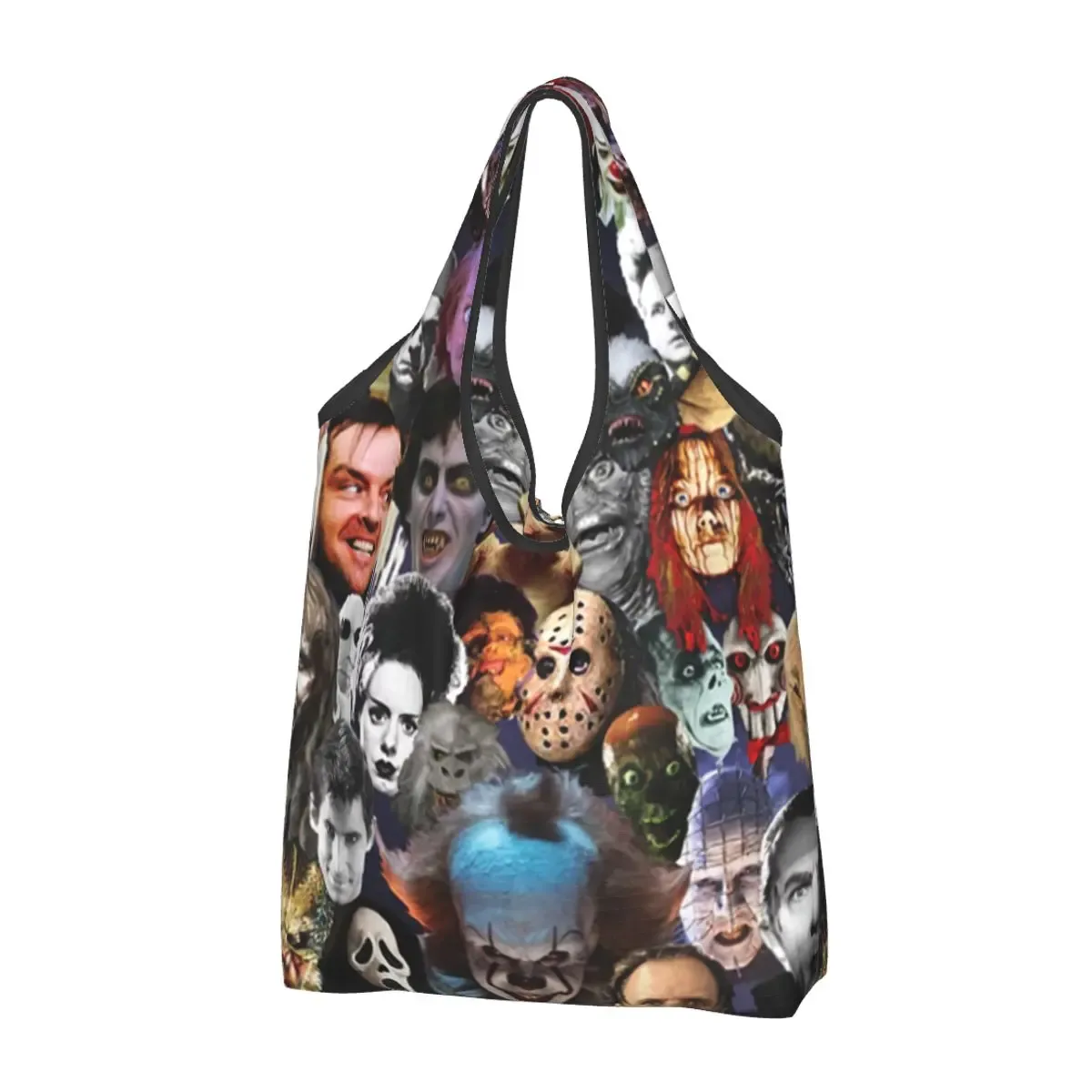 sac à provisions réutilisable personnalisé pour femme, sac fourre-tout portable, sacs d'épicerie, halloween, film d'horreur, rick
