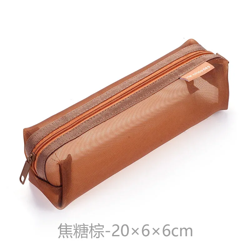 sac à cosmétiques en maille de nylon transparent simple, sac de papeterie pour étudiants, trousse à crayons, sac de rangement portable de grande capacité, pochette de maquillage