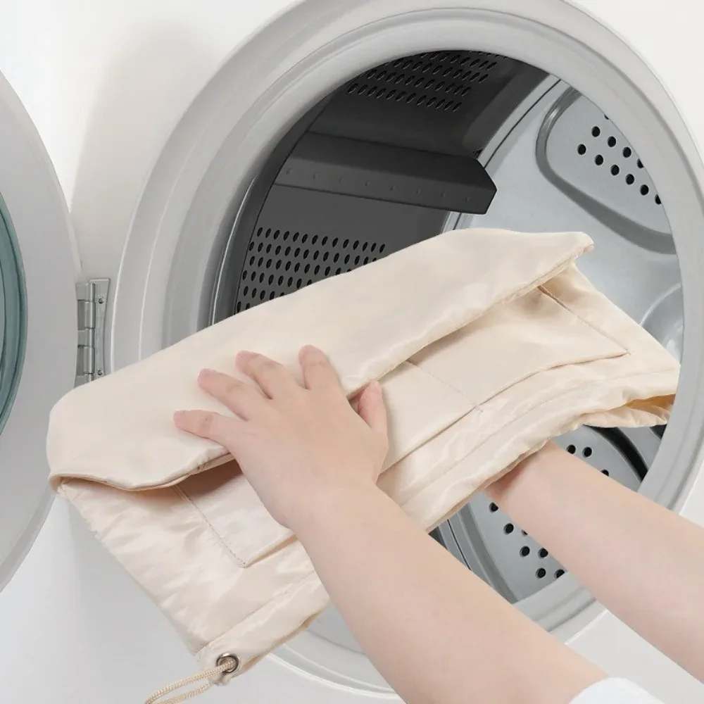 Sac à cosmétiques multi-poches, grande capacité, sac de toilette en nylon avec cordon de serrage, couleur unie, sac de rangement multifonctionnel pour voyage