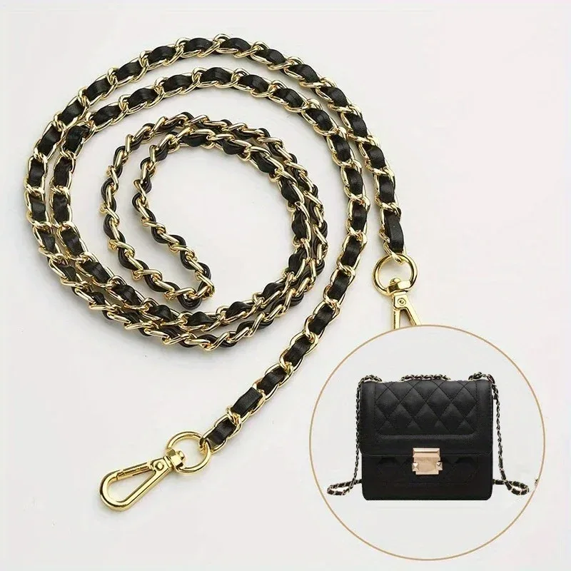 Chaîne de sac à main en cuir PU et métal, réglable et interchangeable, pour sacs à bandoulière, sacs à dos et ceintures polyvalentes