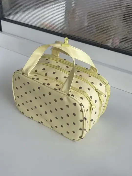 nouvelle trousse de rangement cosmétique portable à trois compartiments, grande capacité, trousse de toilette de voyage, trousse à maquillage à main pour femmes