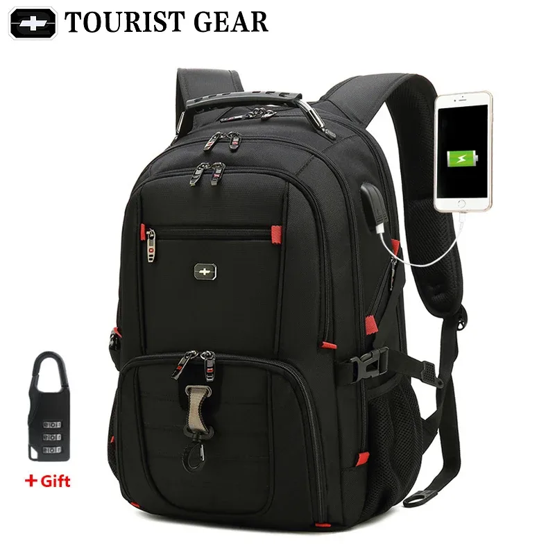 sacs à dos suisses pour hommes, sac de voyage, sac à dos antivol pour affaires, mochila avec chargeur usb, sac à dos pour ordinateur portable 15.6 17 pouces, étanche
