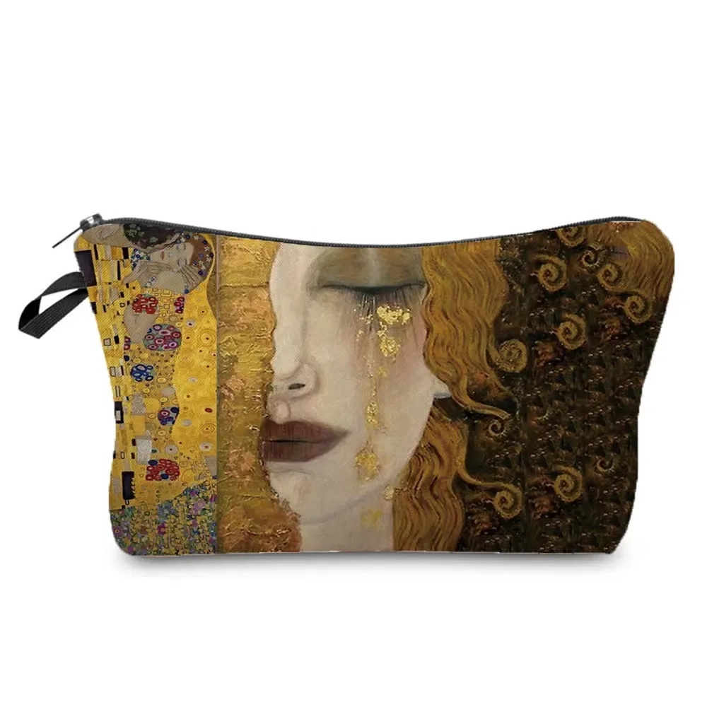 sacs à cosmétiques personnalisés pour femmes, trousse de maquillage, étuis à crayons multifonctions, peinture à l'huile, grilles de larmes, gustability klimt, mode pour dames
