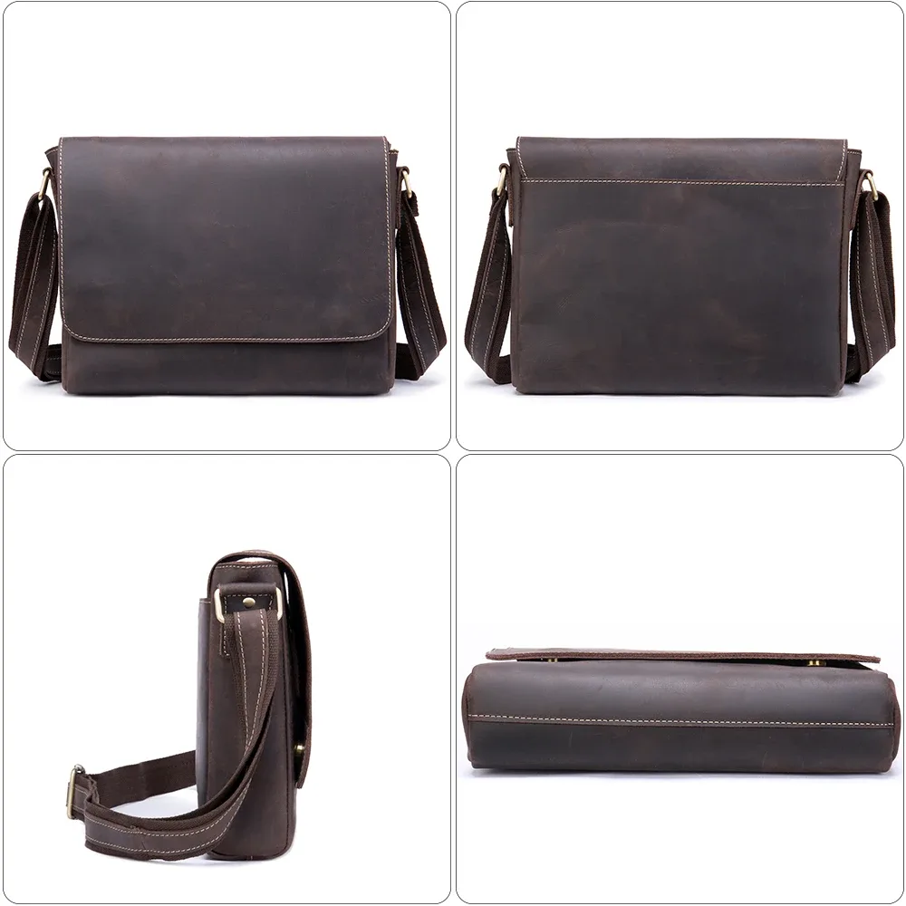 sacs pour ordinateur portable westal 13 pouces en cuir crazy horse, sacoches pour hommes, sacs de bureau pour hommes, sacs à bandoulière, sacs messagers