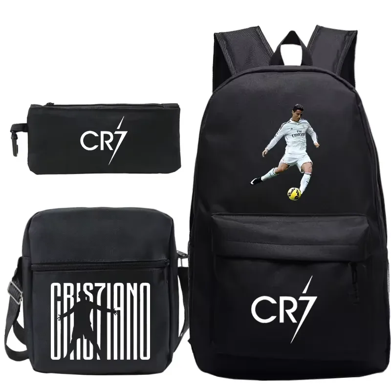 nouveaux sacs à dos cr7 3 pièces, style simple, légers, pour garçons et filles, sacs d'école, grande capacité, sacs à dos pour ordinateur portable pour adolescents, femmes et hommes, sacs de voyage