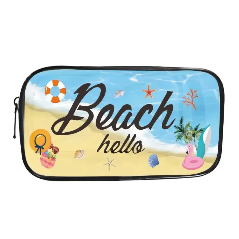 sac à cosmétiques de grande capacité, transparent, style plage, étui de rangement portable pour maquillage, pour voyage et travail
