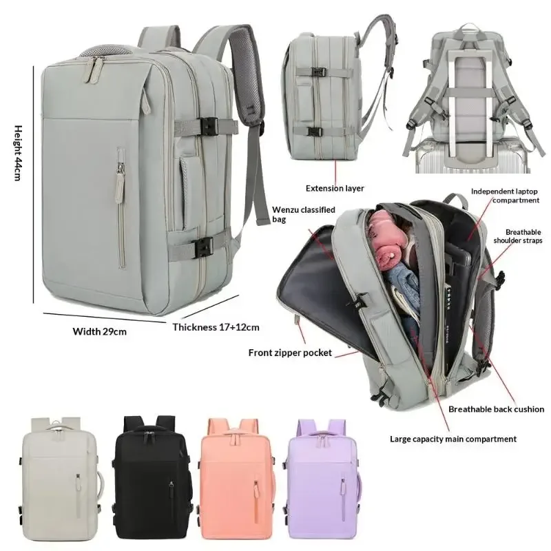 Sac à dos de voyage multifonctionnel à grande capacité, extensible, sac d'ordinateur portable pour affaires, bagage