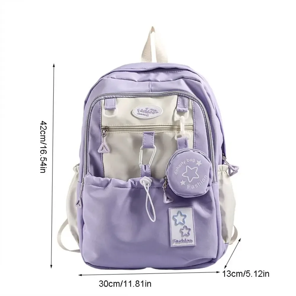 sac à dos décontracté pour femme motif étoile, avec porte-monnaie, en nylon, style coréen, grande capacité, pour étudiants et enfants