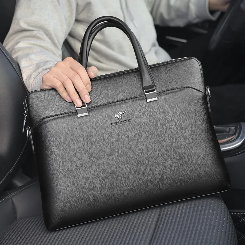 Porte-documents de Marque pour Hommes en Cuir, Sacoche Exécutive de Bureau pour Ordinateur Portable 15,6 Pouces, Grand Sac à Documents, Sac à Main pour Hommes, Sac Fourre-tout