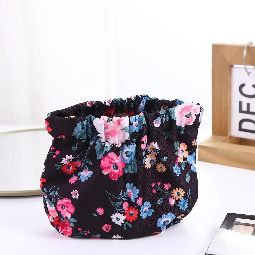 petite pochette à fleurs, trousse de maquillage, motif cerise mignon, porte-monnaie imprimé, sac de rangement auto-fermant pêche, pour voyage