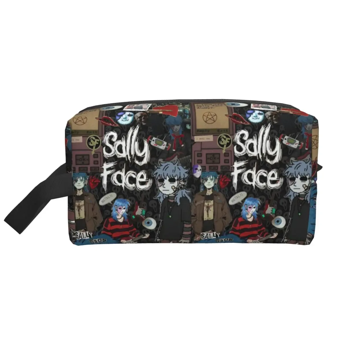 trousse de maquillage sally face game anime sf, organiseur de cosmétiques, trousse de toilette, trousse de beauté pour femme, trousse de voyage, trousse à crayons