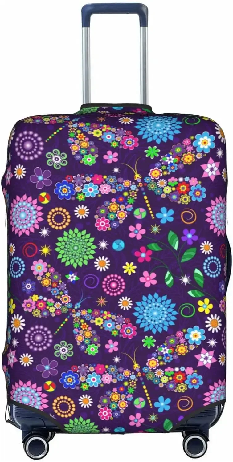 juste de valise florale libellules, d343-verde, housse de protection pour bagages, bagages de voyage, housses de bagages d'aéroport, convient à 18 "-32"