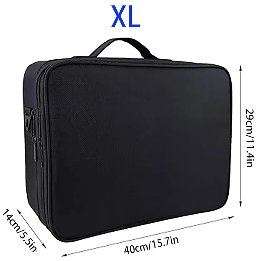 trousse de maquillage de voyage de grande capacité, forêt d'artiste portable avec séparateurs réglables et bandoulière pour articles de toilette et bijoux
