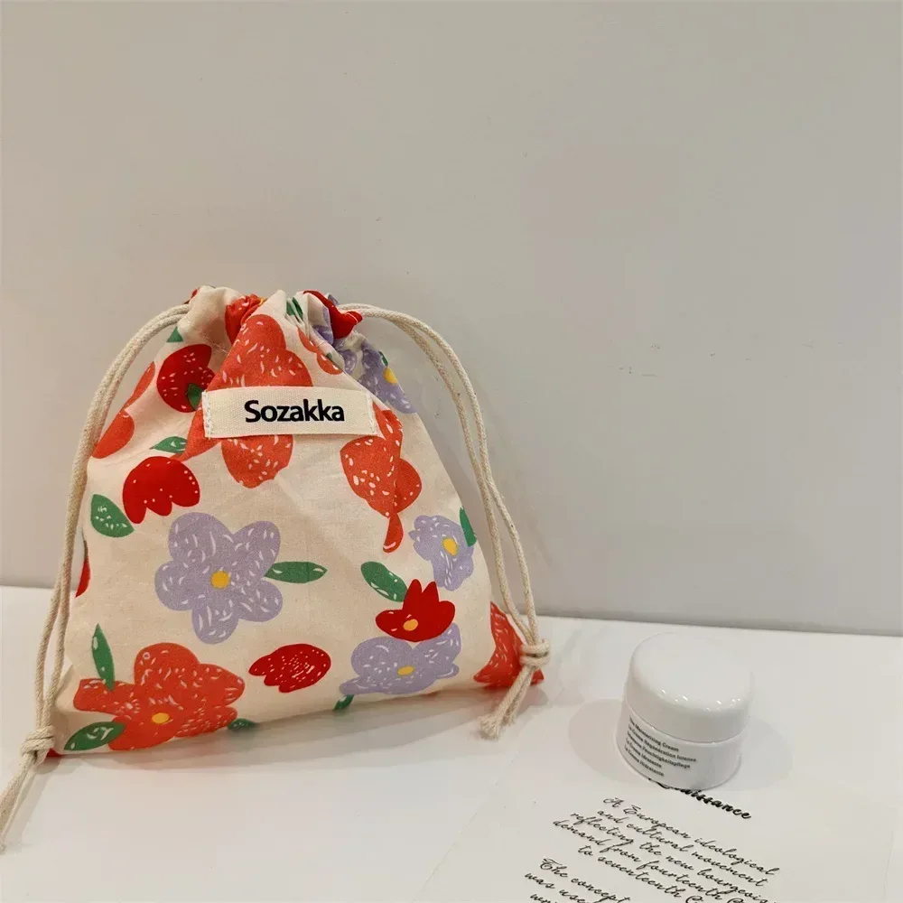 sac à cosmétiques en coton à cordon de serrage, fourre-tout pliable écologique, sacs à main portables, sacs d'épicerie pliables, sac de rangement en toile
