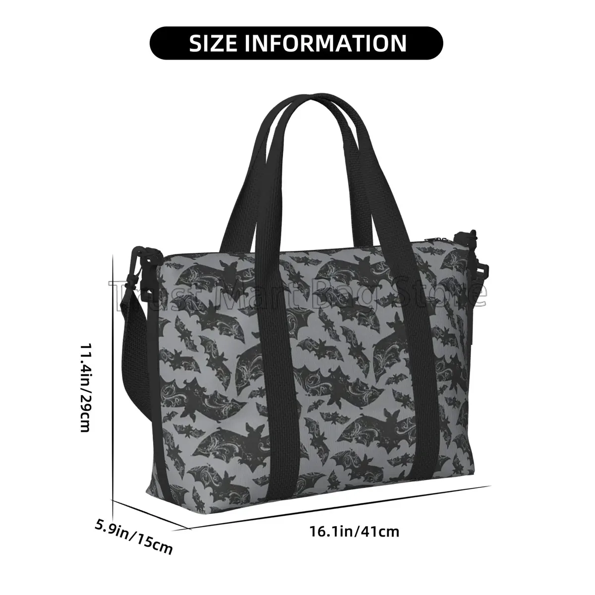 Goth Halloween chauves-souris imprimer sac de sport chauves-souris noires animaux volants sacs de voyage de nuit sac à bagages sacs de week-end pour femmes hommes