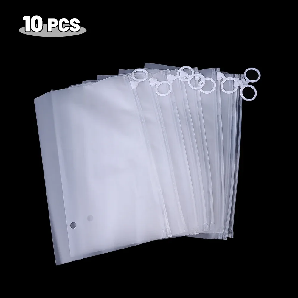 sac de rangement de voyage en plastique transparent givré, 10 pièces, sac étanche personnalisé avec fermeture éclair, sacs portables mats auto-scellants