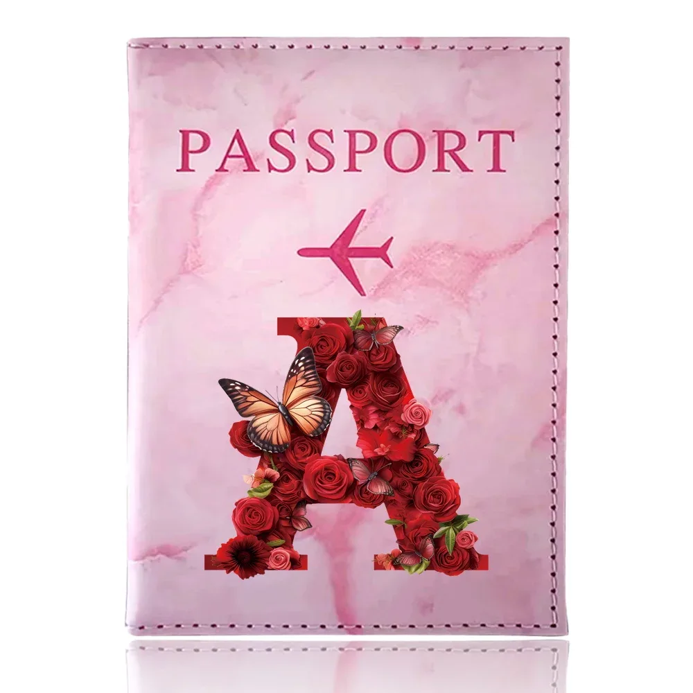 étui de passeport imprimé série rose rouge, porte-passeport, accessoires de voyage, housse de protection pour avion