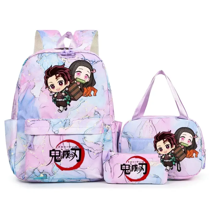 sac à dos demon slayer nezuko kamado pour adolescents, cartable de grande capacité avec sac à bandoulière pour usage quotidien, pour filles et femmes, mochilas de voyage