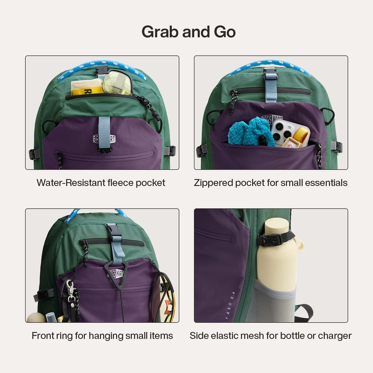 bagsmart sac à dos d'école pour femmes, sacs d'école imperméables en nylon, convient aux ordinateurs portables de 14 pouces, léger, durable, pour les voyages, les déplacements, la randonnée