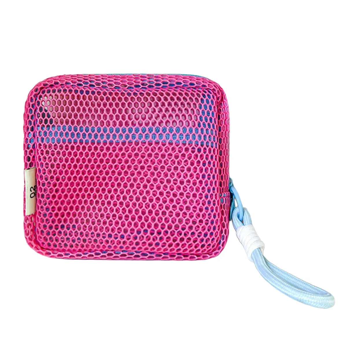 mini pochette de rangement en maille avec sangle de poignet, fermeture éclair transparente, sac de voyage de plage pour cosmétiques, clés, écouteurs, petits accessoires, 4/1 pièce
