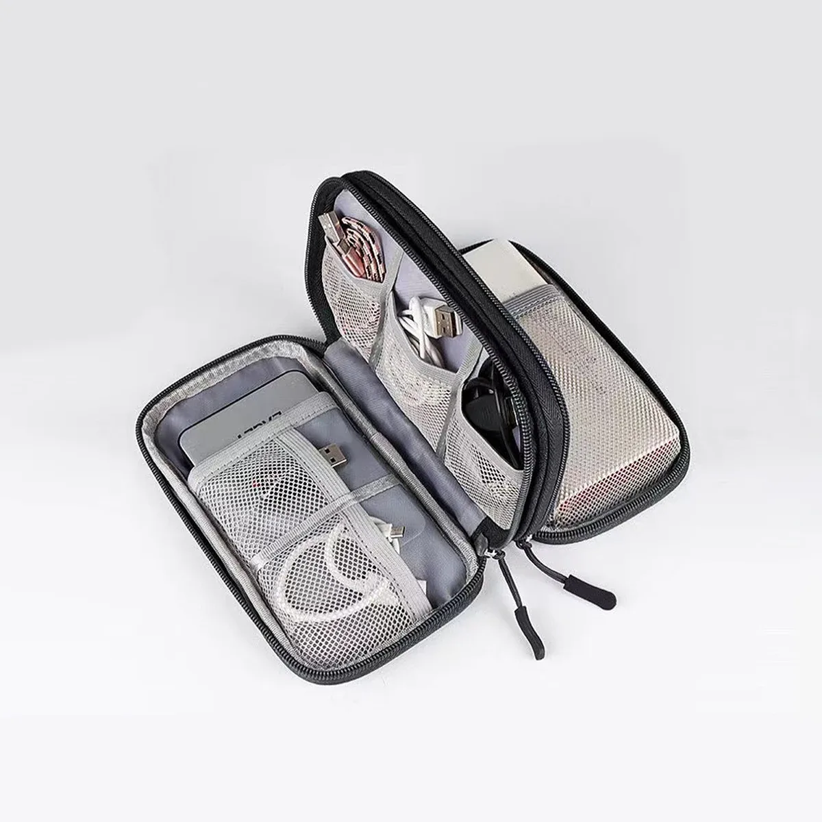 sac de rangement de câble de données de banque d'alimentation, produit numérique, portable, double couche