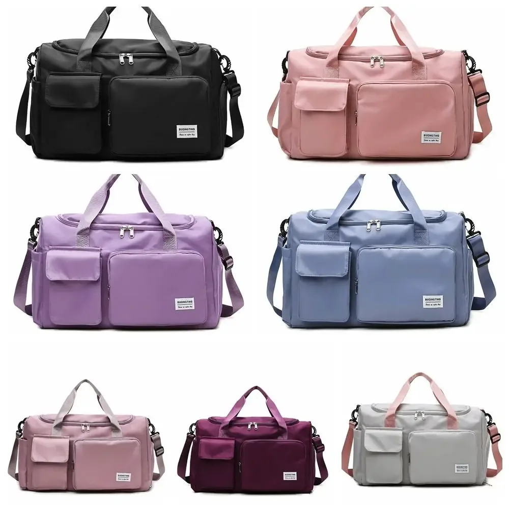 sac de voyage oxford robuste et pliable en nylon avec compartiment à chaussures, couleur unie, grande capacité, sac à main pour affaires