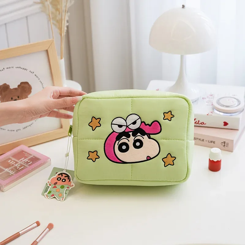 crayon shin-chan organisateur cosmétique dessin animé vers le bas sac de maquillage grande capacité mignon portable sac de rangement de voyage kawaii étui de maquillage