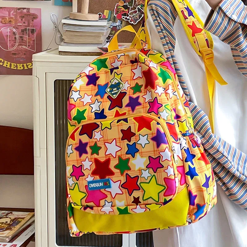 sac à dos coloré avec étoiles de dessin animé pour fille, cartable mignon, japonais, coréen, kawaii, rentrée sв, voyage, étudiant