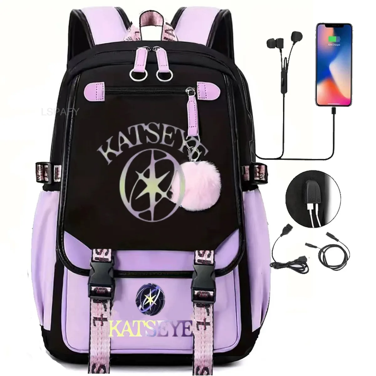sacs à dos kawaii hot katseye à imprimé amusant, doux et mignons, grande capacité, pour étudiants, sacs d'école, sacs pour ordinateur portable, patchwork, simples, mochilas