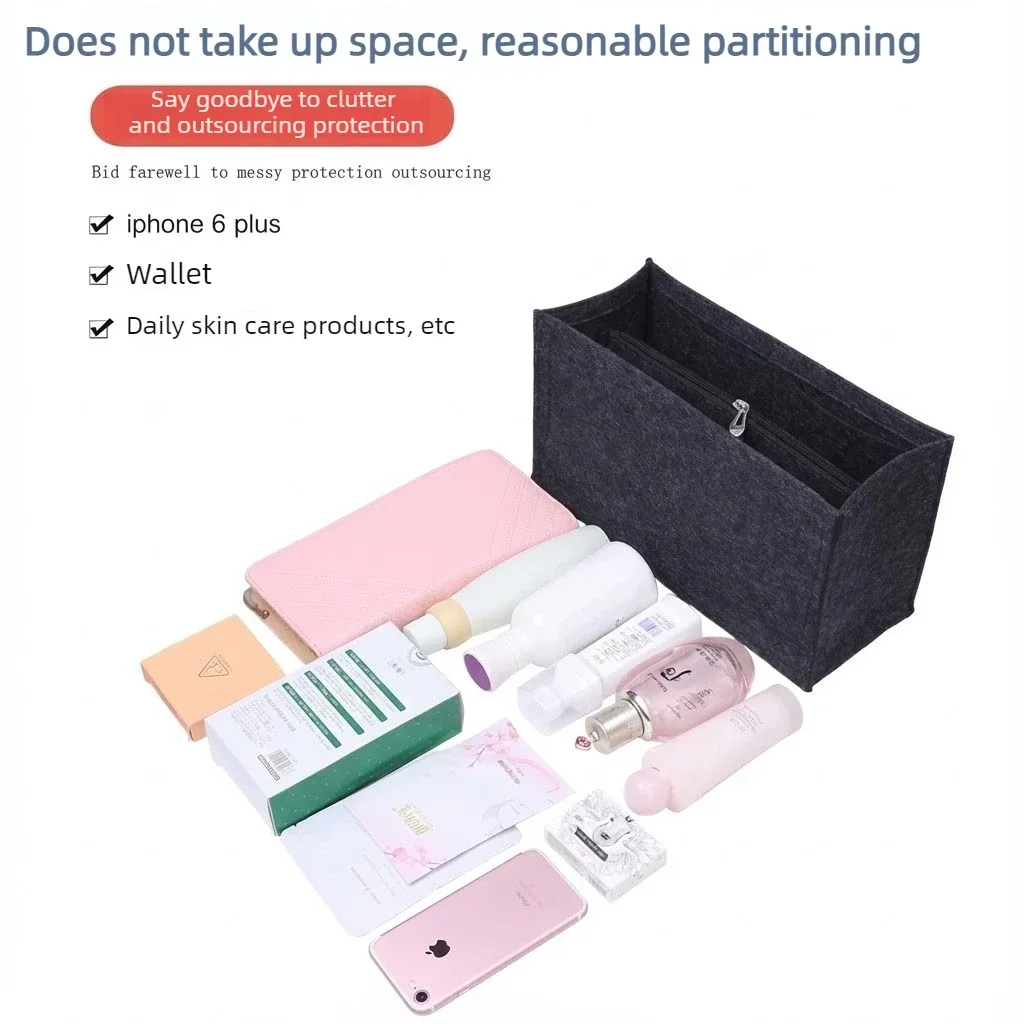organisateur de sac à main en feutre, insert adapté au sac fourre-tout de livre, grand sac à main moyen, doublure modelante, multi-poches, rangement à fermeture éclair, accessoires de maquillage