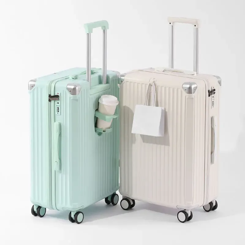 valise abs + pc à fermeture éclair, bagage multifonctionnel de grande capacité, étui de voyage avec crochet po
