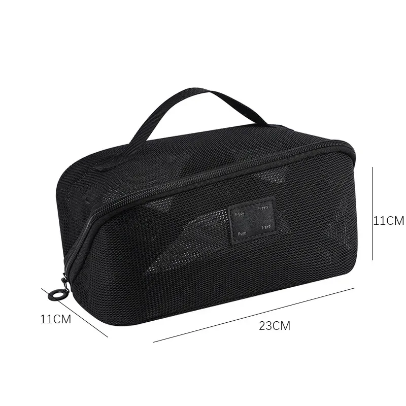 organisateur de toilette transparent de grande capacité, pochette de rangement cosmétique portable pour femmes, sac à maquillage respirant en maille