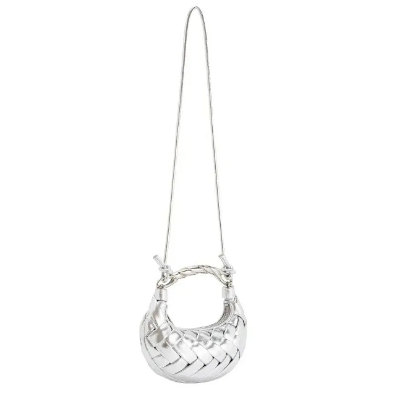 sac bandoulière tissé de luxe en forme de dumpling, sac à main artisanal, petit sac à bandoulière décontracté de créateur pour femme