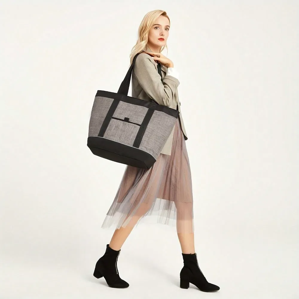 sac fourre-tout isolé de grande capacité, sac à déjeuner pliable léger, sac à bandoulière à bandoulière fixe