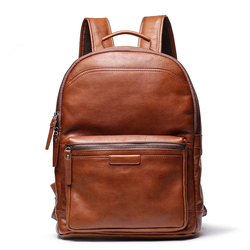 sac à dos de voyage en cuir véritable pour hommes, en cuir de vache, grande capacité, multifonction, tendance, pour ordinateur