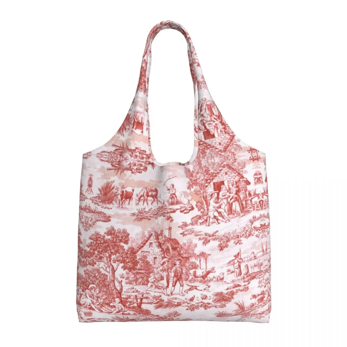 toile de jouy française classique vintage personnalisée, fourre-tout à motif bleu marine, fourre-tout de shopping en toile réutilisable, sac à bandoulière