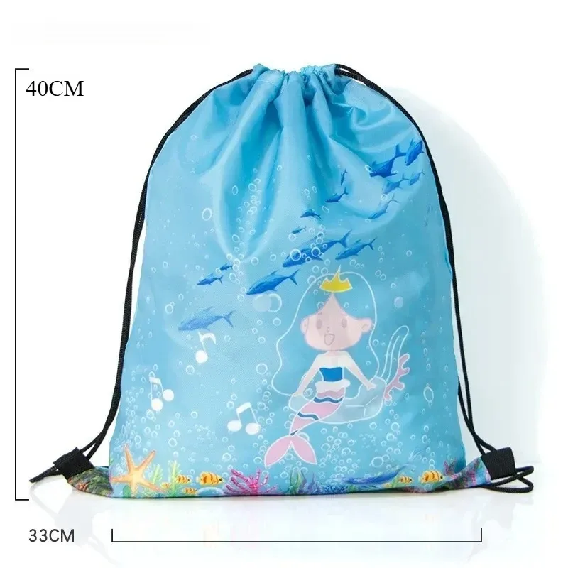 sac à dos à cordon de serrage avec imprimé espace et dessin animé, sac de sport de grande capacité, sac de rangement de voyage imperméable