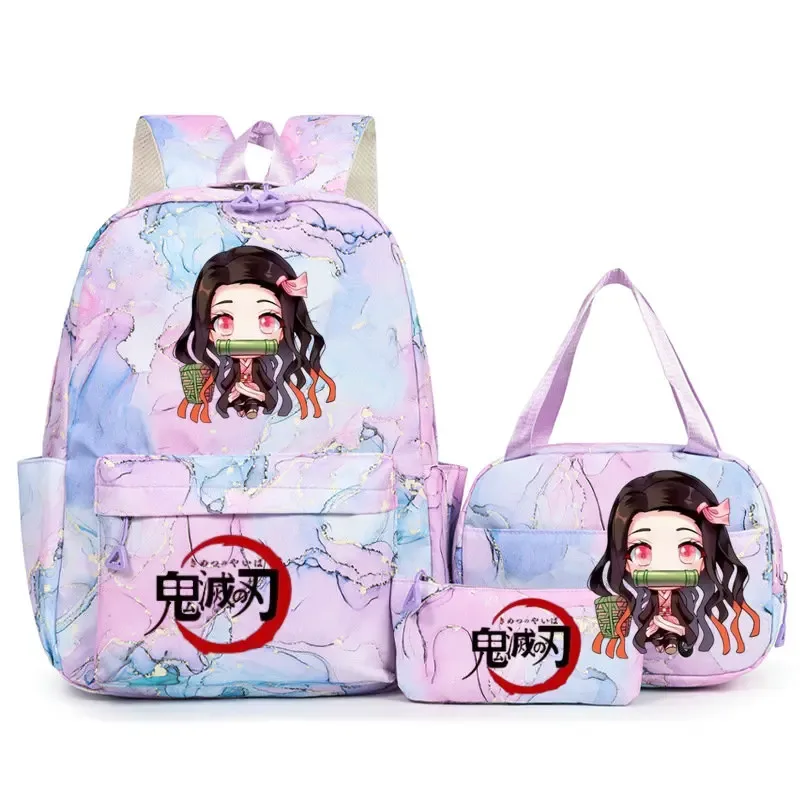sac à dos demon slayer nezuko kamado pour adolescents, cartable de grande capacité avec sac à bandoulière pour usage quotidien, pour filles et femmes, mochilas de voyage