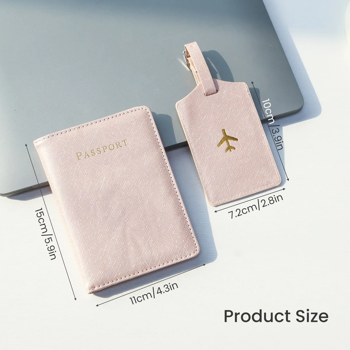 couverture de passeport avec pièces d'étiquettes de bagages, porte-passeport, étiquette de valise de voyage, observateur, accessoires de voyage à la mode, avion, 2 pièces