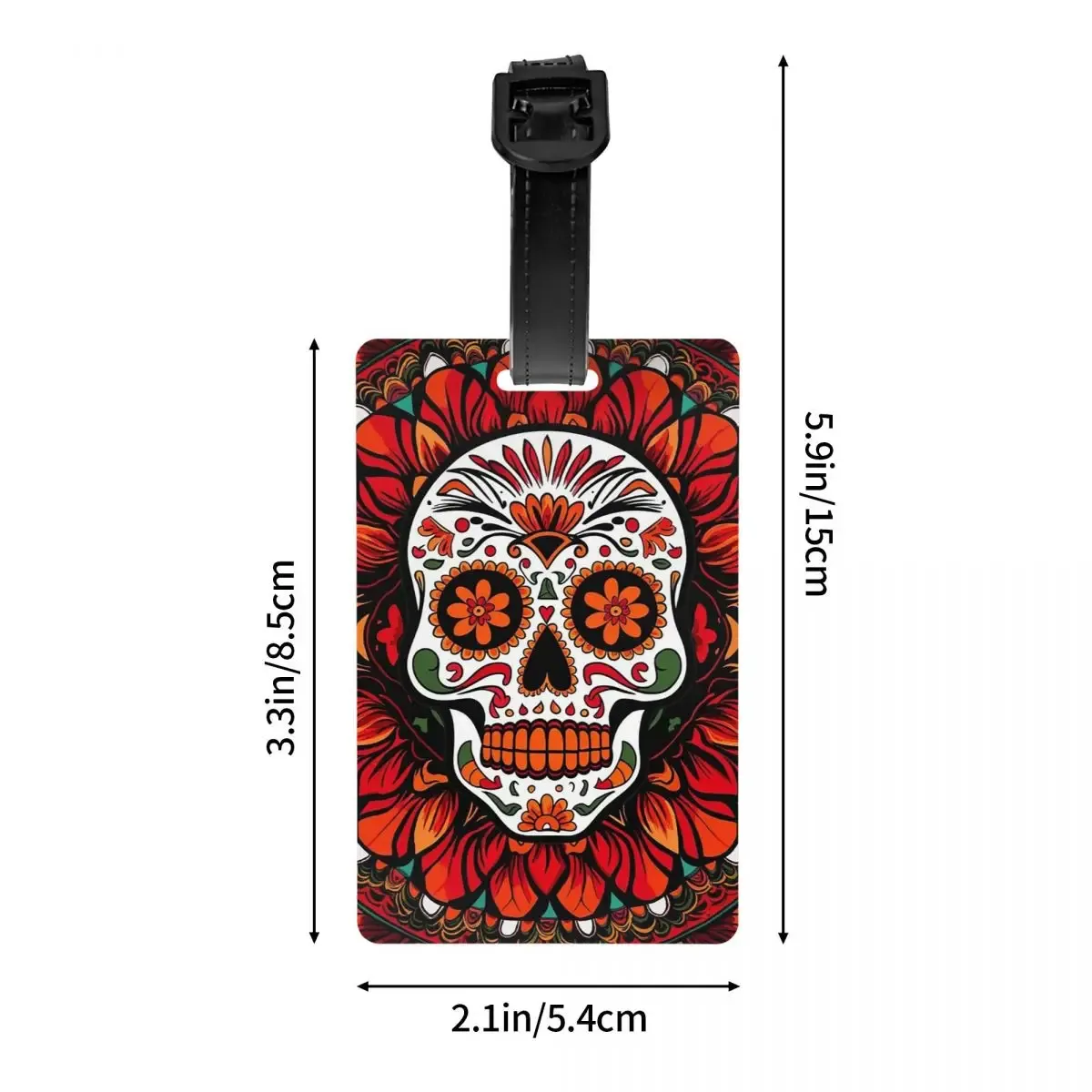 étiquettes à bagages avec illustration de crâne mexicain calavera, accessoires pour valises, étiquette de bagage de voyage, porte-étiquette d'embarquement, porte-nom, adresse