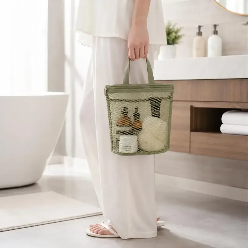mini trousse à cosmétiques en maille avec poignée, organiseur portable à fermeture éclair pour maquillage et articles de toilette, pour voyage, salle de bain, salle de sport, 4 couleurs