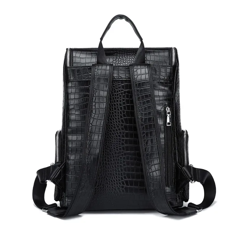 sac à dos en cuir d'alligator pour hommes, sac pour ordinateur portable d'affaires, sacs à dos de voyage de grande capacité, cartable pour étudiants