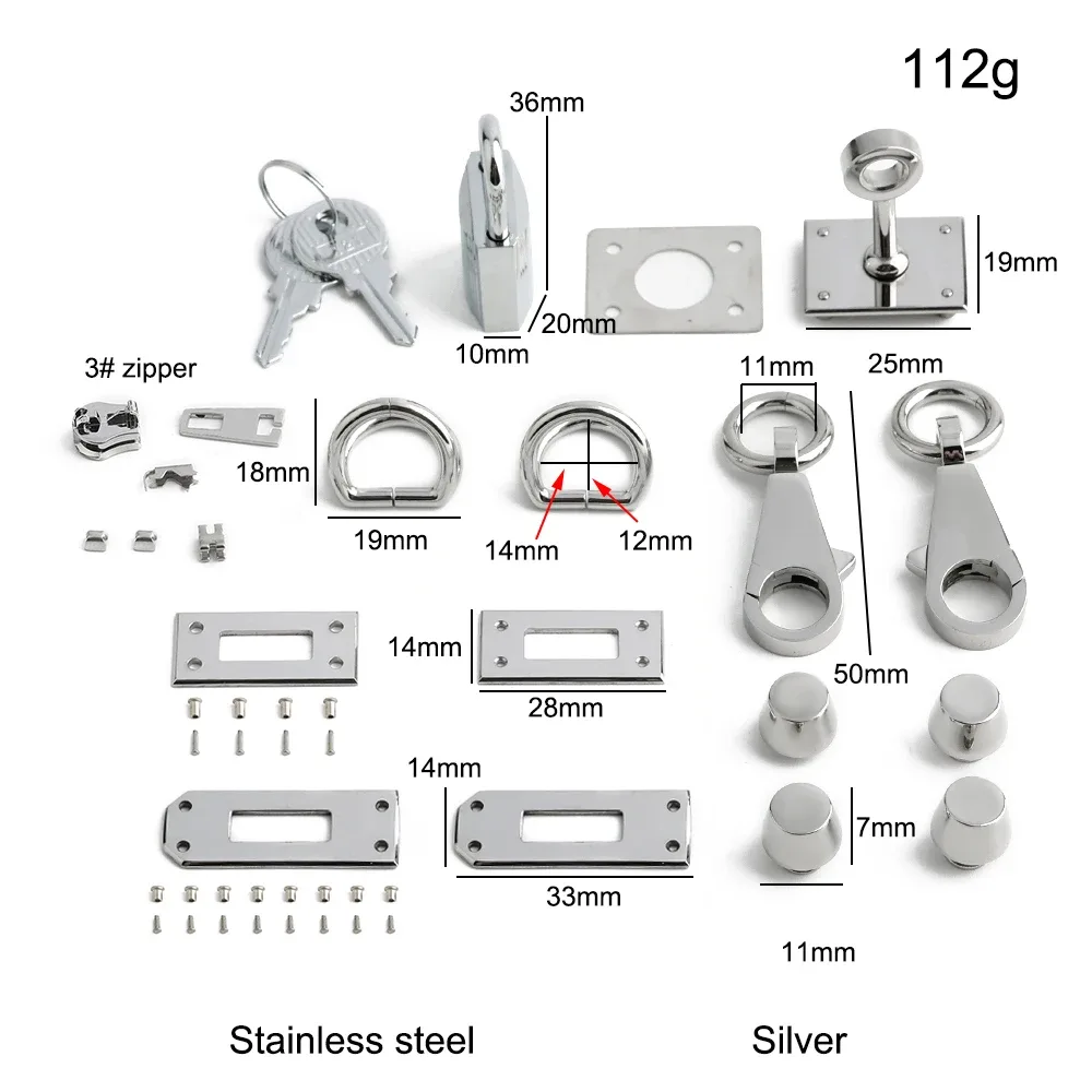 ensemble de serrures en acier inoxydable massif de haute qualité, grande taille, pour sacs de luxe classiques, cadenas avec clés, accessoires de remplacement, 1/3/5 ensembles