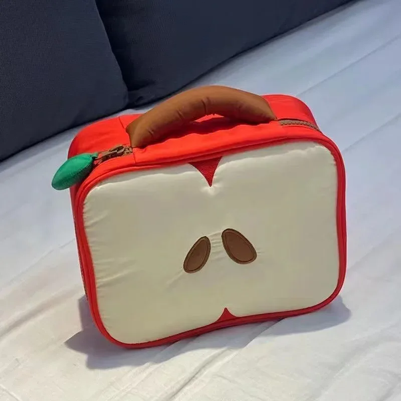 sac de maquillage à motif de pomme de dessin animé pour femmes, pochette de rangement de voyage, pochette de rangement pour cosmétiques et articles de toilette, sac à main pour femmes, cadeau de noël