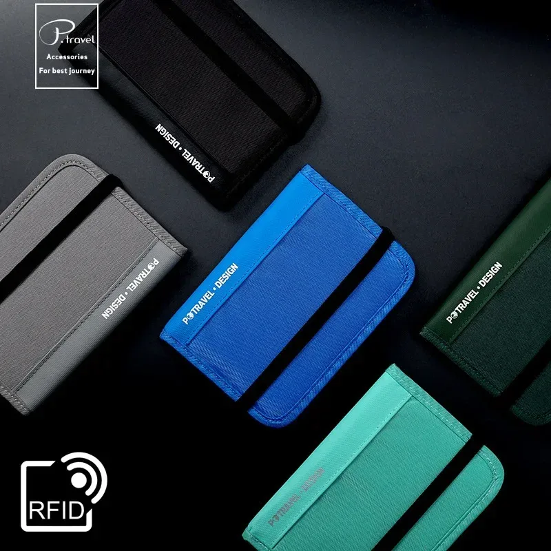 Portefeuille de voyage RFID, porte-passeport, organisateur de cartes de crédit, pochette à fermeture éclair, organisateur de documents, accessoires de voyage antivol