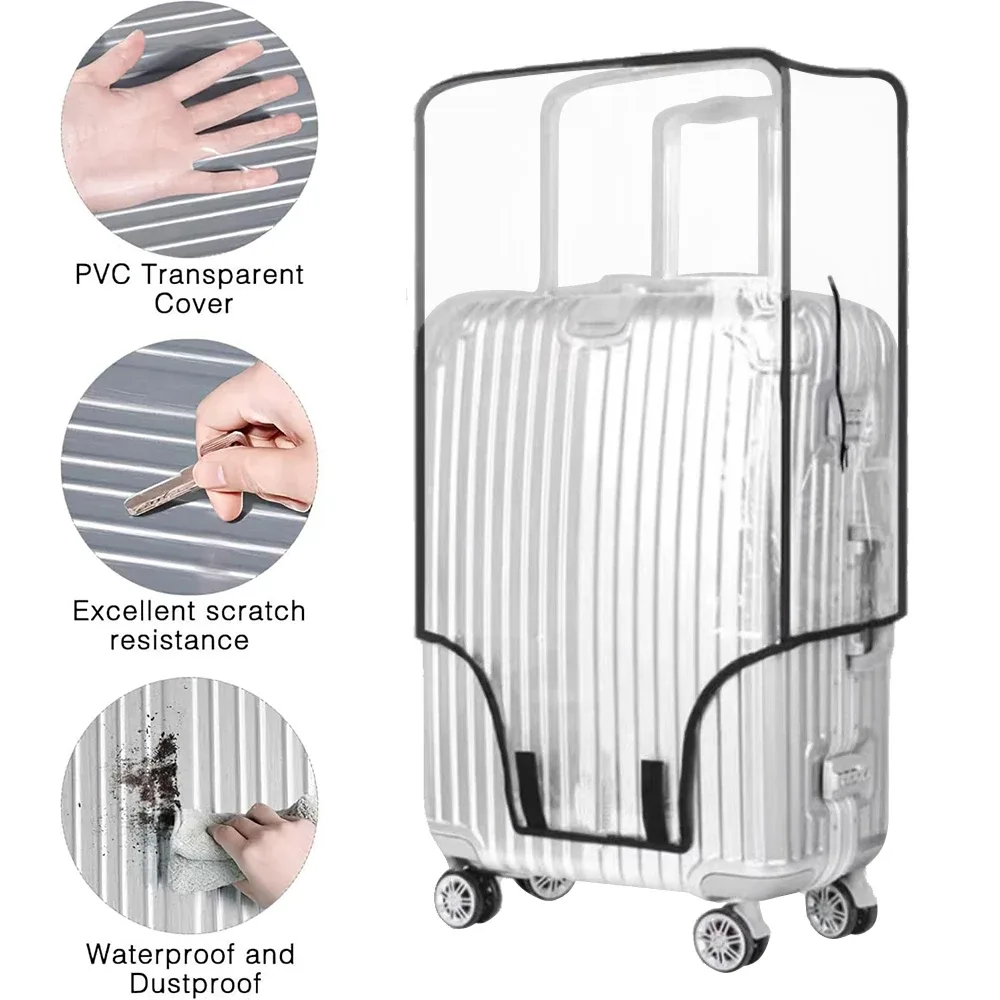 housse de protection transparente pour bagages en pvc, housse de protection pour bagages à roulettes, housse extérieure résistante à l'usure, protection transparente
